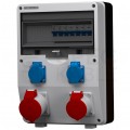 Rozdzielnica budowlana ECO-S hermetyczna IP44 Wyposażona + 32A/[5P] + 16A/[5P] + 2x230V/[2P+Z] Schuko DOKTORVOLT DV-2619-D