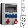 Rozdzielnica budowlana TD hermetyczna IP44 Bez zabezpieczeń + 32A/[5P] + 16A/[5P] + 4x230V/[2P+Z] Schuko DOKTORVOLT DV-6077-D