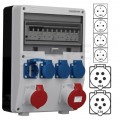 Rozdzielnica budowlana TD-S/FI hermetyczna IP44 Wyposażona + 1x 16A [5P] + 1 x 32A [5P]+ 4x230V [2P+Z] Schuko DOKTORVOLT DV-6442-D