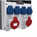 Rozdzielnica budowlana TD-S/FI hermetyczna IP44 Wyposażona + 1x 16A [5P] + 1 x 32A [5P]+ 4x230V [2P+Z] Schuko DOKTORVOLT DV-6442-D