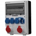 Rozdzielnica budowlana TD-S/FI hermetyczna IP44 Wyposażona + 2x 16A/[5P] + 4x230V/[2P+Z] Schuko DOKTORVOLT DV-6565-D
