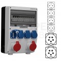Rozdzielnica budowlana TD-S/FI hermetyczna IP44 Wyposażona + 2x 16A/[5P] + 4x230V/[2P+Z] Schuko DOKTORVOLT DV-6565-D