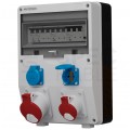 Rozdzielnica budowlana TD-S/FI hermetyczna IP44 Wyposażona + 32A/[5P] + 16A/[5P] + 2x230V/[2P+Z] Schuko DOKTORVOLT DV-1776-D