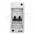 Rozdzielnica natynkowa hermetyczna APV-RH-02 1x2 moduły (690V AC / 1000V DC) IP65 54x120x89mm drzwi transparentne APV