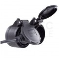 Rozgałęźnik na kabel 2 gniazda [2P+Z] 230V 16A czarny IP44