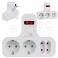 Rozgałęźnik sieciowy na 4 gniazda (2x [2P+Z] Schuko 230V 16A + 2x [2P] 230V 2,5A) biały MCE224 z wyłącznikiem