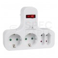 Rozgałęźnik sieciowy na 4 gniazda (2x [2P+Z] Schuko 230V 16A + 2x [2P] 230V 2,5A) biały MCE224 z wyłącznikiem