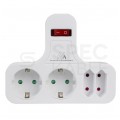 Rozgałęźnik sieciowy na 4 gniazda (2x [2P+Z] Schuko 230V 16A + 2x [2P] 230V 2,5A) biały MCE224 z wyłącznikiem