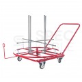 Rozwijak mobilny stalowy do rur ogrzewania podłogowego PERT PEX (600m) i peszli karbowanych, poziomy na wózku na kołach fi: 90cm