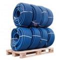 Rura karbowana elektroinstalacyjna RODK DVR 40/32mm dwuwarstwowa do ziemi peszel z pilotem AROT 450N HDPE niebieska Komplet 8x 50m