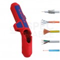 Ściągacz izolacji uniwersalny typu Allrounder do kabli okrągłych 8-13mm oraz koncentrycznych 4,8-7,5mm ErgoStrip dla osób praworęcznych KNIPEX 16 95 01 SB