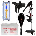 Silnik zaburtowy elektryczny do łodzi pontonu BRYZA 60lbs 12V 700W z akumulatorem DEEP CYCLE 110Ah i prostownikiem automatycznym 12/24V 20A VOLT