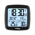 Stacja pogodowa bezprzewodowa (termometr z systemem DCF i czujnikiem zewnętrznym) zegar z budzikiem data GreenBlue