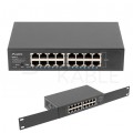 Switch 10" 19" RACK 16x port RJ45 (1000BASE-T + 100BASE-TX) przełącznik niezarządzalny LANBERG RSGE-16