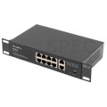 Switch PoE 10" 19" RACK 10x port RJ45 (8x PoE+ Fast Ethernet + 2x Uplink Gigabit 1000Mb/s) przełącznik niezarządzalny LANBERG RSFE-8P-2GE-120