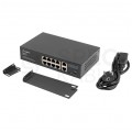 Switch PoE 10" 19" RACK 10x port RJ45 (8x PoE+ Fast Ethernet + 2x Uplink Gigabit 1000Mb/s) przełącznik niezarządzalny Lanberg RSFE-8P-2GE-120