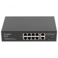 Switch PoE 10" 19" RACK 10x port RJ45 (8x PoE+ Fast Ethernet + 2x Uplink Gigabit 1000Mb/s) przełącznik niezarządzalny Lanberg RSFE-8P-2GE-120