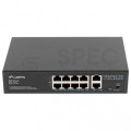 Switch PoE 10" 19" RACK 10x port RJ45 (8x PoE+ Fast Ethernet + 2x Uplink Gigabit 1000Mb/s) przełącznik niezarządzalny LANBERG RSFE-8P-2GE-120