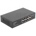 Switch PoE 10" 19" RACK 10x port RJ45 (8x PoE+ Fast Ethernet + 2x Uplink Gigabit 1000Mb/s) przełącznik niezarządzalny LANBERG RSFE-8P-2GE-120