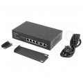 Switch PoE+ 10" 19" RACK 6x port RJ45 (4x PoE+ Fast Ethernet + 2x Uplink Gigabit 1000Mb/s) przełącznik niezarządzalny RSFE-4P-2FE-60 LANBERG