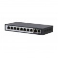 Switch PoE Desktop 10x port RJ45 (Fast Ethernet 100Mb/s, w tym 8x PoE+ i 2x Uplink) przełącznik niezarządzalny Extralink Ceres