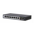 Switch PoE Desktop 10x port RJ45 (Gigabit Ethernet 1000Mb/s, w tym 8x PoE+ i 2x Uplink) przełącznik niezarządzalny Extralink Perses