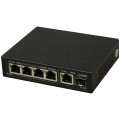 Switch PoE Desktop 5x port RJ45 (Gigabit Ethernet 1000Mb/s, w tym 4x PoE+ i 1x Uplink) + 1x port SFP (1Gb/s Uplink) przełącznik niezarządzalny Pulsar