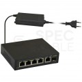 Switch PoE Desktop 5x port RJ45 (Gigabit Ethernet 1000Mb/s, w tym 4x PoE+ i 1x Uplink) + 1x port SFP (1Gb/s Uplink) przełącznik niezarządzalny Pulsar