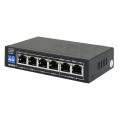 Switch PoE Desktop 6x port RJ45 (Fast Ethernet 100Mb/s, w tym 4x PoE+ i 2x Uplink) przełącznik niezarządzalny AVIZIO