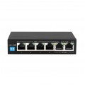 Switch PoE Desktop 6x port RJ45 (Gigabit Ethernet 1000Mb/s, w tym 4x PoE+ i 2x Uplink) przełącznik niezarządzalny Extralink Krios