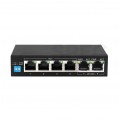 Switch PoE Desktop 6x port RJ45 (Gigabit Ethernet 1000Mb/s, w tym 4x PoE+ i 2x Uplink) przełącznik niezarządzalny Extralink Krios