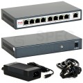 Switch PoE Desktop 9x port RJ45 (Fast Ethernet 100Mb/s, w tym 4x PoE + 1x Uplink) przełącznik niezarządzalny 8level FEPS-1904