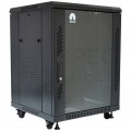 Szafa stojąca RACK 19" 15U 600x600mm drzwi szklane czarna NEKU BOX