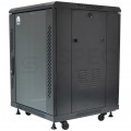 Szafa stojąca RACK 19" 15U 600x600mm drzwi szklane czarna NEKU BOX