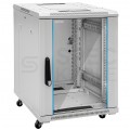 Szafa stojąca RACK 19" 15U 600x600mm drzwi szklane szara TOTEN G7