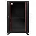 Szafa stojąca RACK 19" 18U 600x800mm drzwi szklane czarna NEKU FLR + wyposażenie