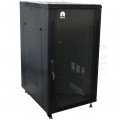 Szafa stojąca RACK 19" 22U 600x600mm drzwi szklane czarna NEKU BOX