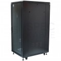 Szafa stojąca RACK 19" 27U 600x800mm drzwi szklane czarna NEKU BOX