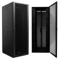 Szafa stojąca RACK 19" 42U 750x800mm perforowana serwerowa czarna 1500kg (złożona) NEKU + wyposażenie