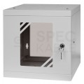 Szafa wisząca RACK 10" 6U 300mm drzwi szklane szara