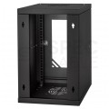 Szafa wisząca RACK 10" 9U 300mm drzwi szklane czarna