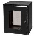 Szafa wisząca RACK 19" 12U 450mm drzwi szklane czarna BOX
