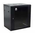 Szafa wisząca RACK 19" 12U 450mm drzwi szklane czarna NEKU TS BOX