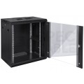 Szafa wisząca RACK 19" 12U 450mm drzwi szklane czarna TOTEN