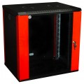 Szafa wisząca RACK 19" 12U 450mm drzwi szklane czerwono-czarna GT