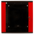 Szafa wisząca RACK 19" 12U 450mm drzwi szklane czerwono-czarna GT