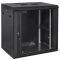 Szafa wisząca RACK 19" 12U 600mm drzwi szklane czarna TOTEN