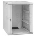 Szafa wisząca RACK 19" 12U 600mm drzwi szklane szara TOTEN