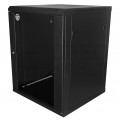 Szafa wisząca RACK 19" 15U 450mm drzwi szklane czarna GTS zdejmowane boki Seria AD
