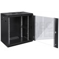 Szafa wisząca RACK 19" 15U 450mm drzwi szklane czarna TOTEN